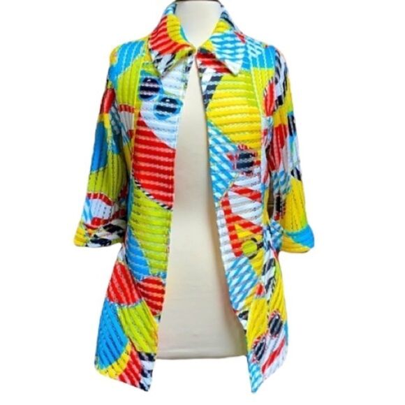 Berek Textured Sheer Multi Color 3/4 Sleeve Jacket - Picture 1 of 7